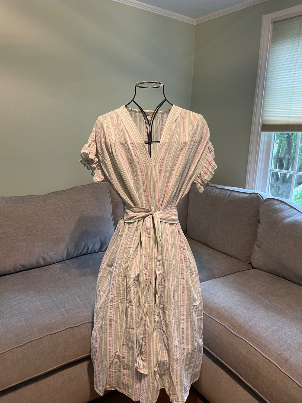Max Studio Striped Maxi Dress in Light Pink and Cream